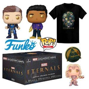 Funko Pop! Marvel Ikaris & Kingo Collector Corps Eternals Box T-Shirt Size L NEW